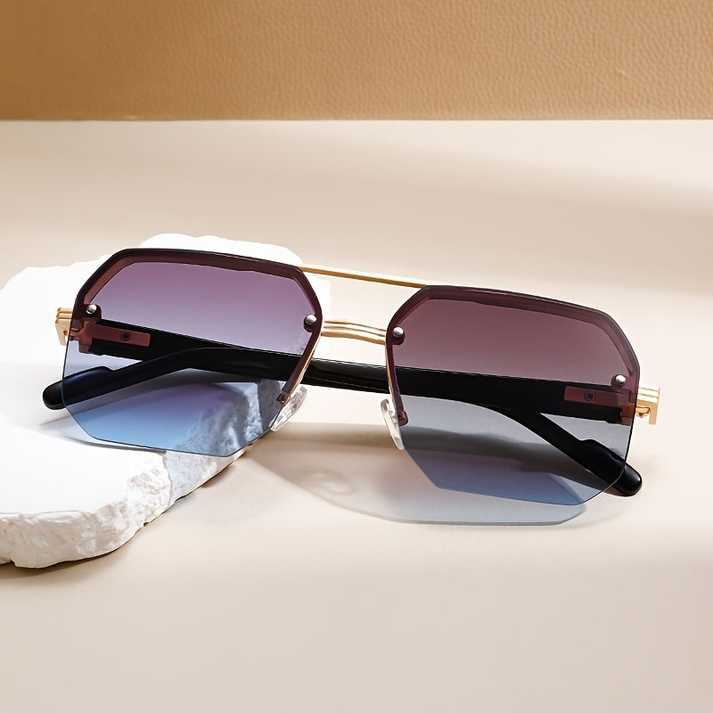 1 Pair of Women'S New Semi-Frame Square Glasses Classic Double Bridge Glasses Light Luxury Fashion Black Glasses Retro Chic Men'S Glasses Suitable for Decoration and Party Wear
