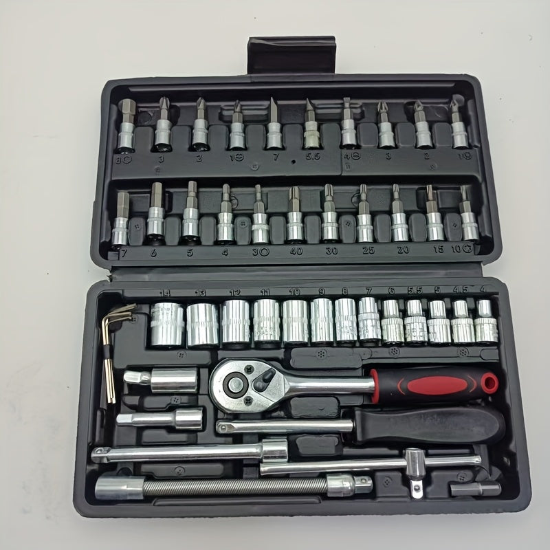 Multifunctional Integrated-Piece and 216pcs Car Repair Set, Suitable, Bicycles, Motorcycles Manual Wrench Socket Set, All-in-One Integrated Solution WY46&216-H4-0510-14