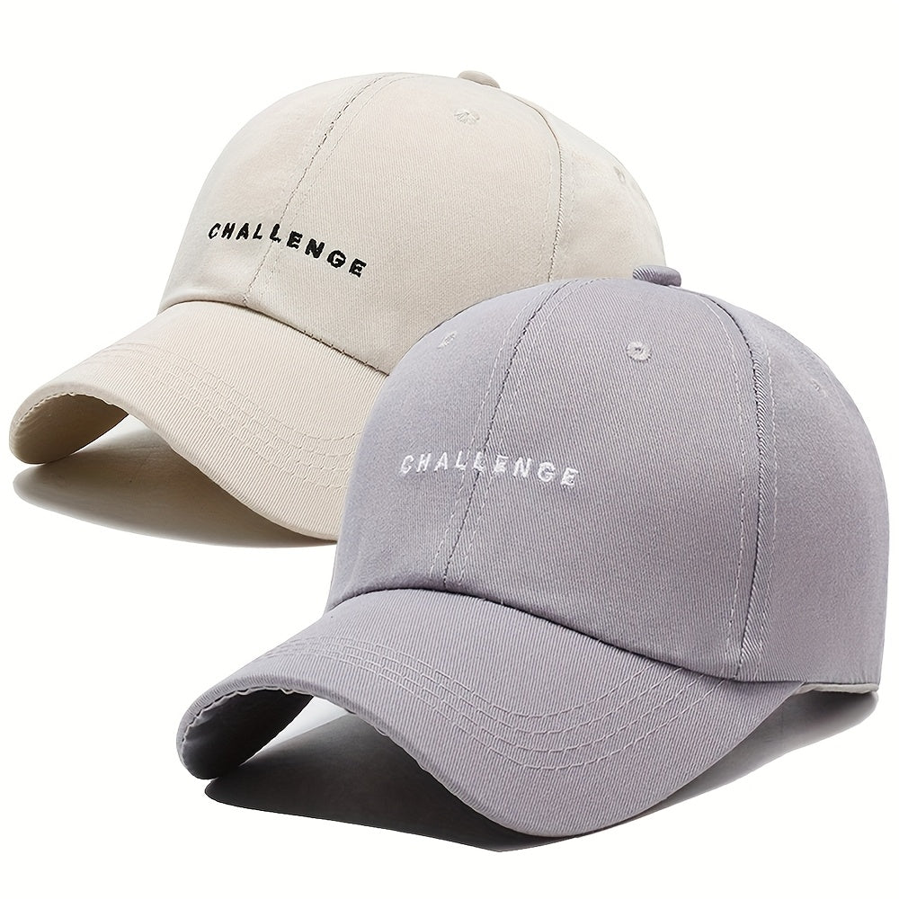 2pcs Adjustable Baseball Caps with "CHALLENGE" Embroidery - Lightweight, Breathable Polyester for Men & Women, Perfect for Outdoor Sports, Casual Wear & Holiday Gifts, Casual Headwear | Embroidered Cap | Durable Headgear