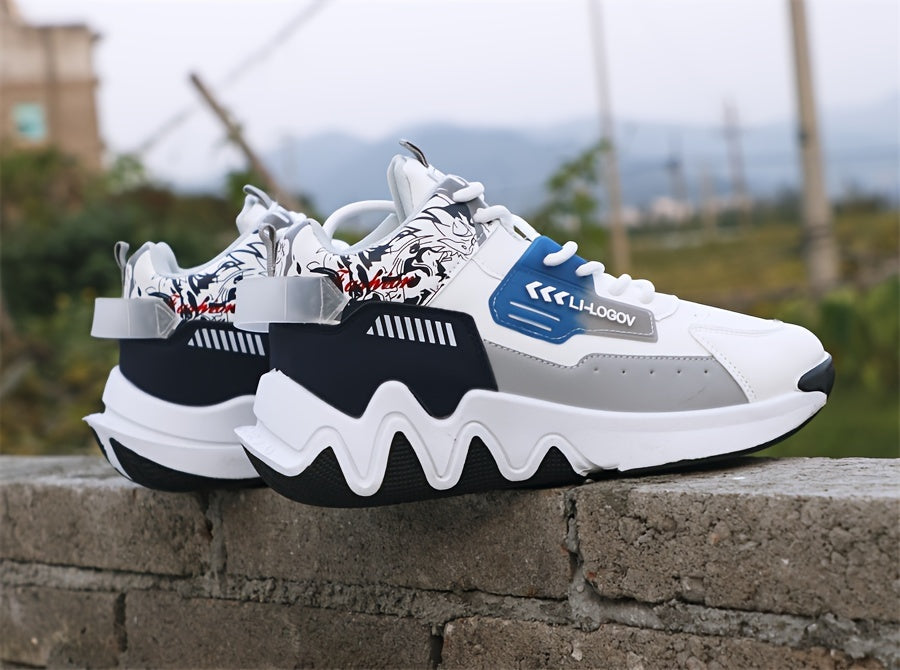 Men'S Stylish High-Top Sneakers with "WOD" Logo - Comfortable, Non-Slip Lace-Up Athletic Shoes for Outdoor Activities, All-Season Wear, Casual Sports Style, Rubber Sole, Fabric Upper, Casual Athletic Shoes | Stylish High Top