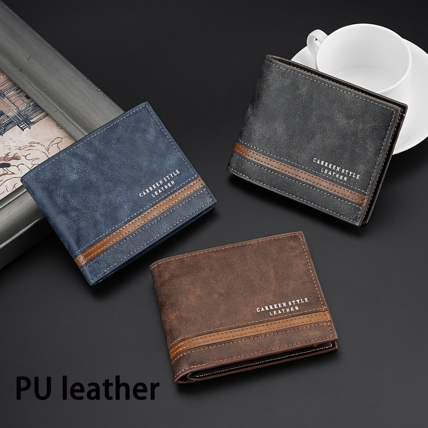 1pc Men's Short Wallet, Fashion Horizontal Multi-card Slots Zipper Coin Purse