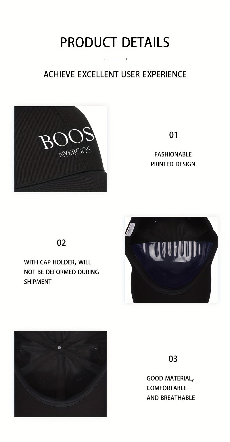 MLFO Casual "BOOS NYKBOOS" Baseball Cap, Lightweight Polyester, Adjustable Fit, Curved Brim, Hand Washable, 5 Colors, with Thanksgiving and Father'S Day Prints