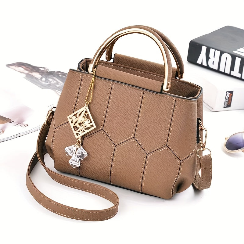 Women's Elegant Quilted Crossbody Shoulder Bag - Adjustable Strap & Golden-Tone Hardware, Dark Green & Golden-Tone Handbag with Zipper Closure, Versatile for Casual & Formal Occasions, Everyday Accessory, Chic Accessory, Refi