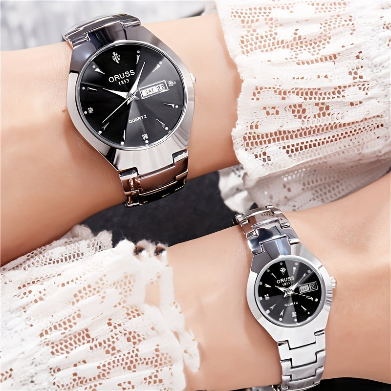 2pcs lovers watch personality chic unique trend fashion all durable handsome business sports Men's watch atmospheric delicate small gentle Women's watch