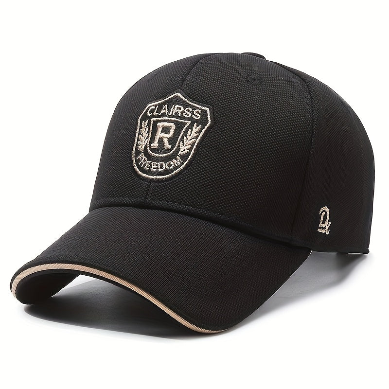 Four seasons hats baseball caps for men and women R letter Joker hat badge wide-brimmed visor
