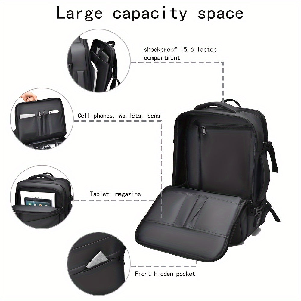 1pc HUABUPS Expandable Travel Backpack with USB Charging Port, 39.62 cm Laptop Backpack for Men & Women, High Quality Business Commuter Backpack with Multiple Compartments, Dilation Design & Padded Straps - Ideal Gift for Chr