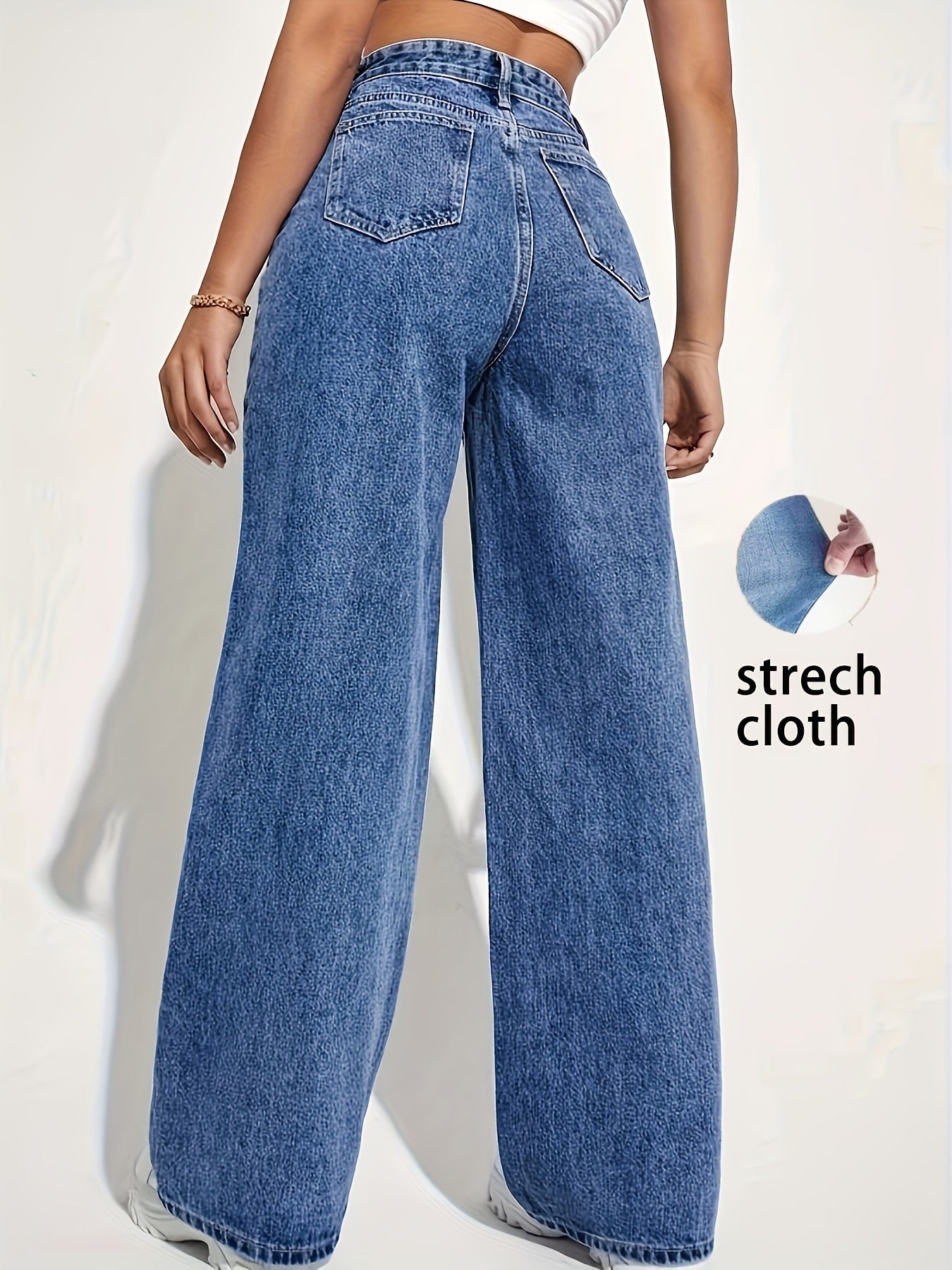 CPUY Women's Fashion Stretch Denim Jeans - Casual Straight-Leg, Mid-Rise, Comfort Fit with Slant Pockets, Versatile for All Seasons, Casual Denim Wear | Timeless Style | Smooth Texture
