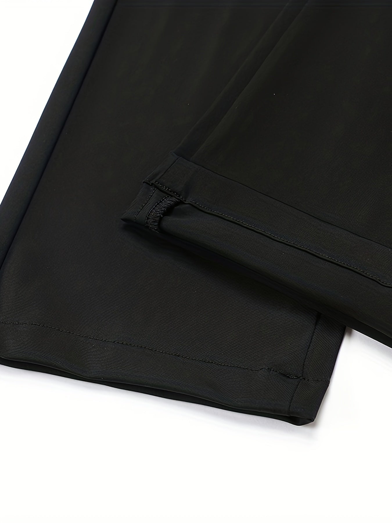 Men'S Classic Black Dress Pants - Nylon Blend, Straight Leg, Straight Leg Pants for Business Occasions