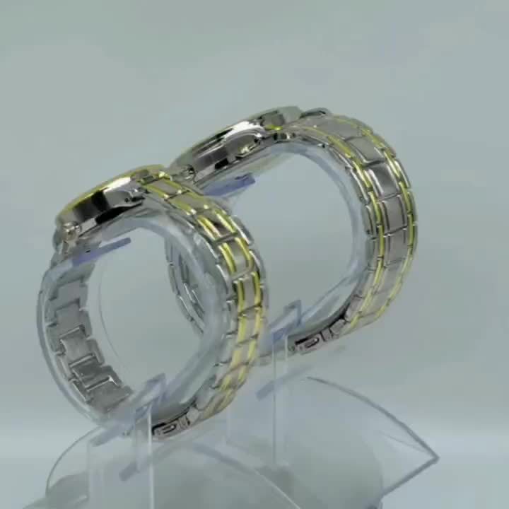 Two Stylish Digital Round Dial Couple'S Quartz Watches - IPX7 Waterproof, Luminous, Dual Calendar, Date and Day/Week Display, Alloy Strap Business Watches, Suitable for Women and Men, Valentine'S Day Gift Wristwatches