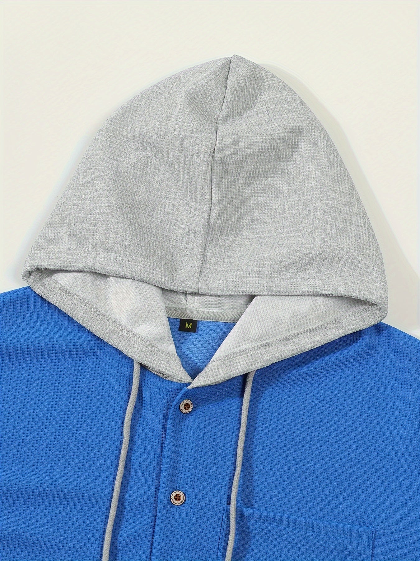 New Long Sleeve Buttoned Hooded Jacket and Rope Pants Set for Spring and Autumn, Waffle Solid Classic Men's Sports 2pcs Sports Suit - Sports Suit for Outdoor Sports Enthusiasts, Breathable and Comfortable