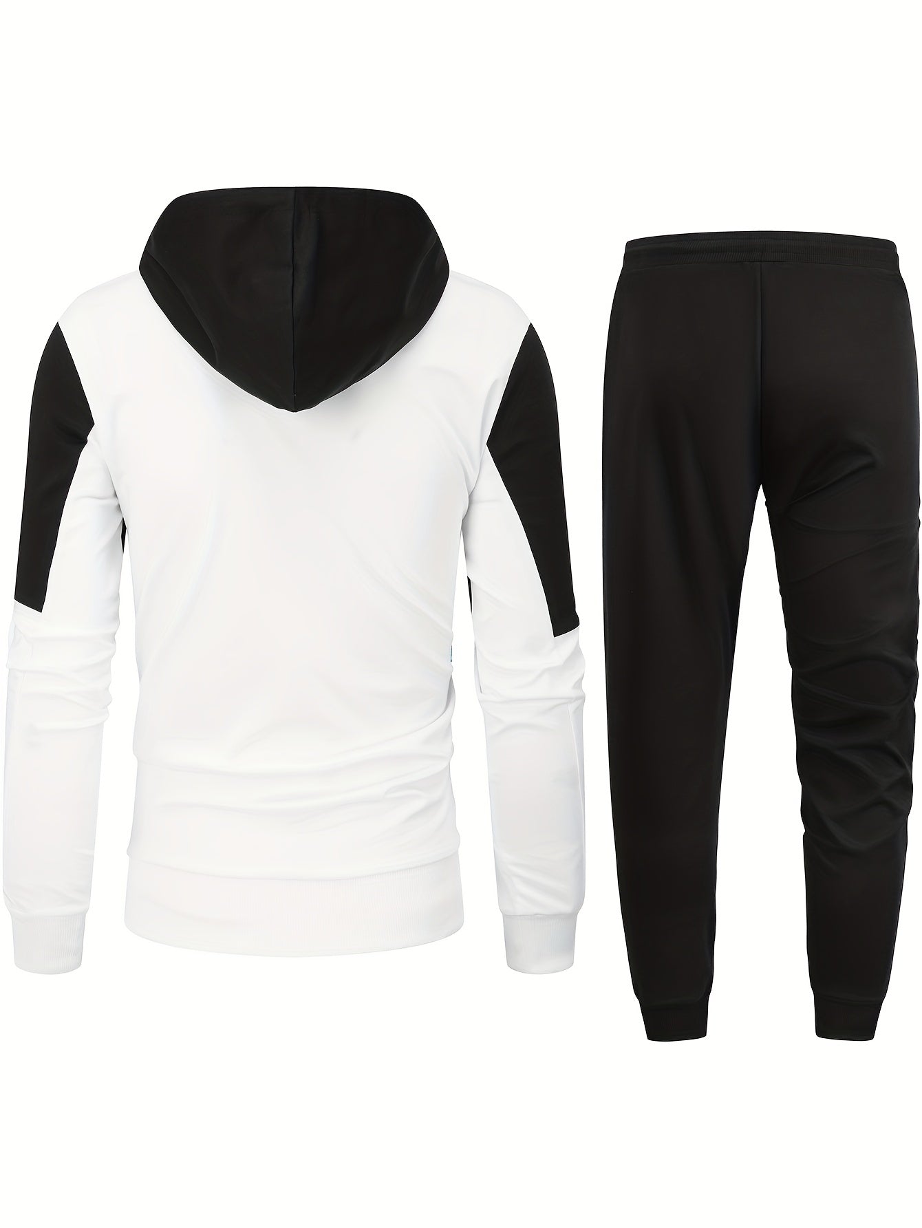Men's Sports Casual Multi-pocket Workwear Suit Men's Spring and Autumn Hooded Patchwork Cardigan Sweatshirt Suit Men's Running Suit Fitness Suit Home Wear