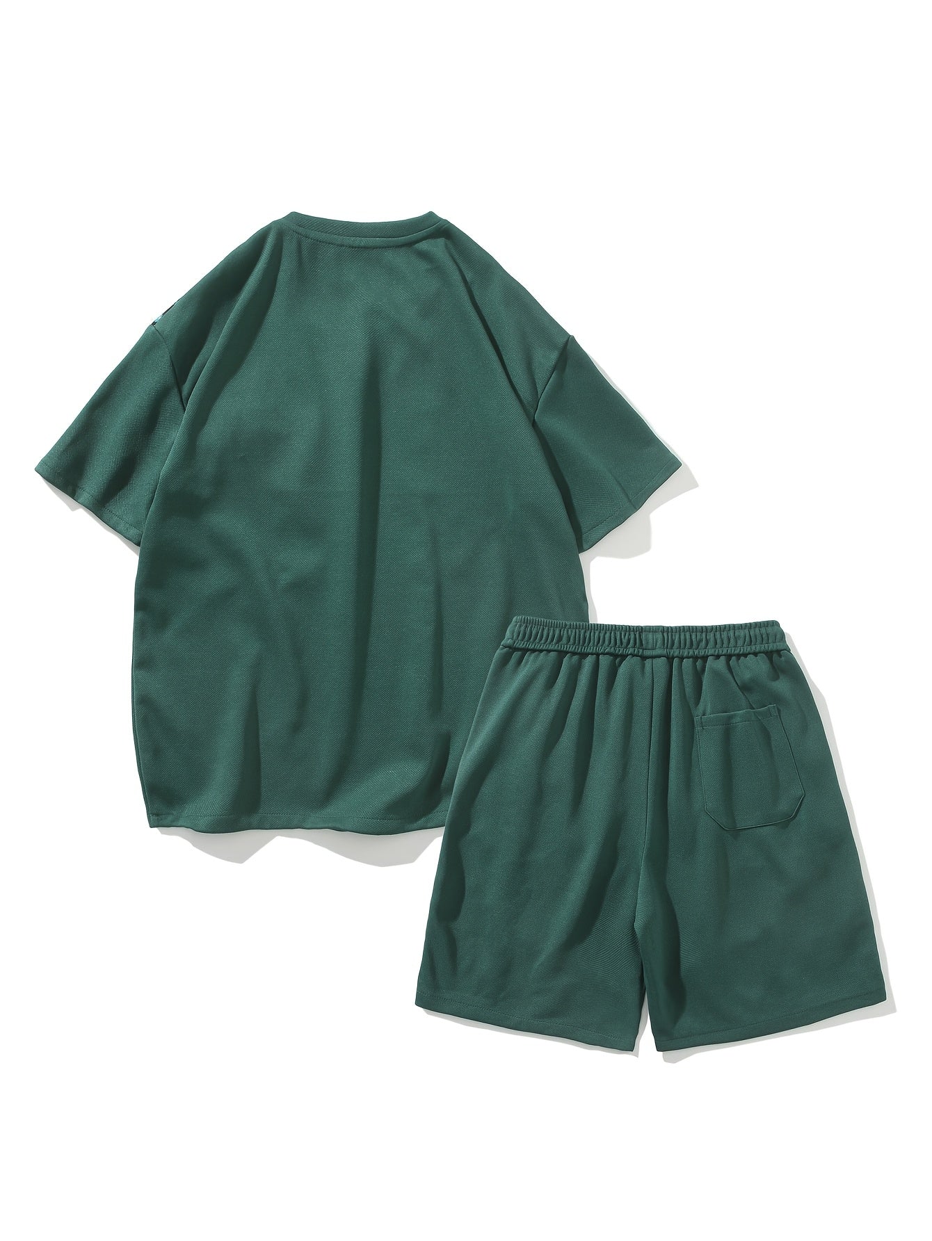 2pcs Men's Summer Casual Outdoor Set, Fashion Ethnic Style Round Neck Short Sleeve T-Shirt and Shorts Suit with Embroidery Design Loose Fit, Short Sleeve + Drawstring Shorts Combo, Suitable for Summer Outdoor Activities