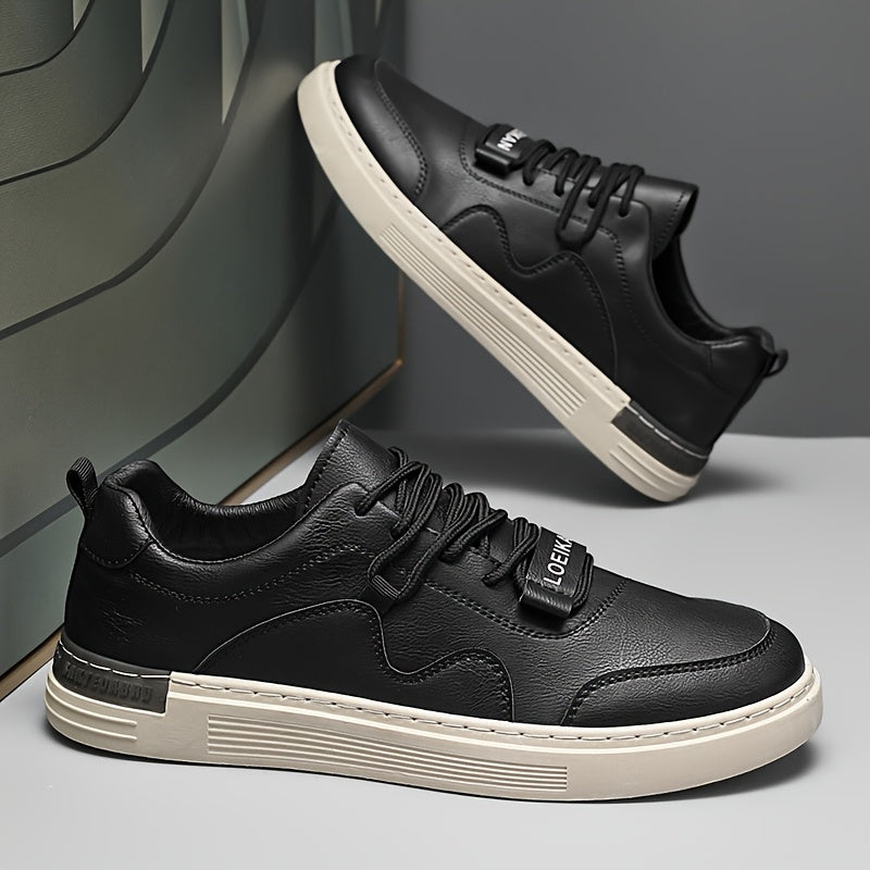 Men'S Casual Low-Top Sneakers - Lightweight, Comfortable & Versatile Skate Shoes in Black with White Accents, Lace-Up Design for Outdoor Hiking & Casual Wear, Outdoor Hiking Shoes | Stylish Lowtops | Comfortable Footwear