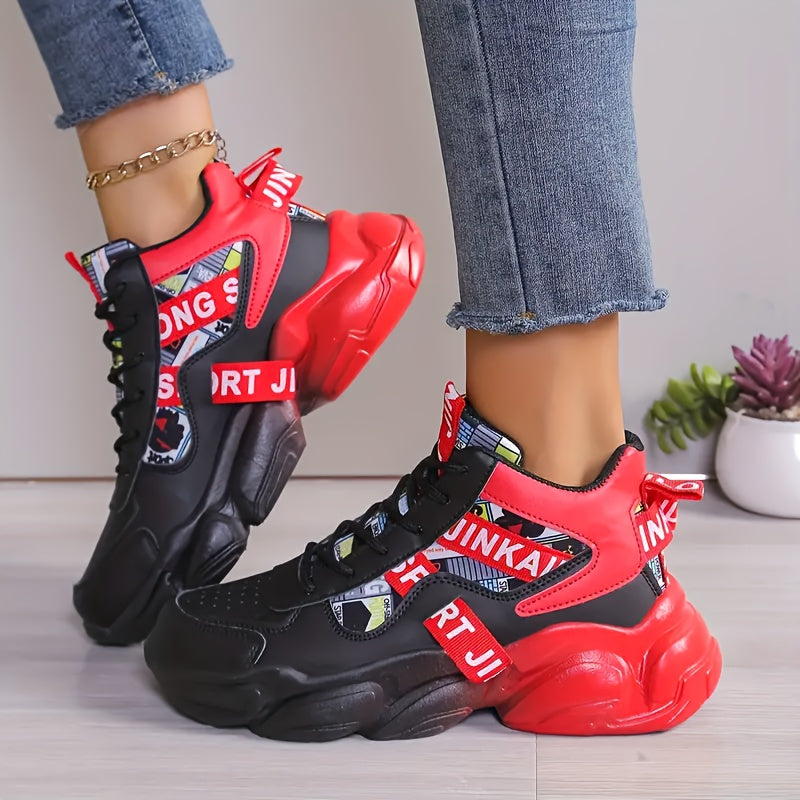 Women's Fashion Thick-Soled Sneakers, Street Style Breathable Casual Shoes for All Seasons