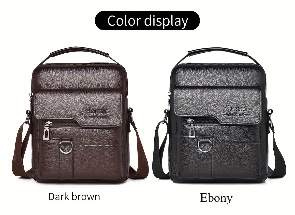 WEIXIER Men'S Set Shoulder Bag, Unisex Waist Postman Bag, Crossbody Chest Bag, Handbag, PU Fabric Multi-pocket, with Card Holder Wallet, Adjustable Detachable Shoulder Strap, Casual Commuting Bag Retro Business Texture Men'S