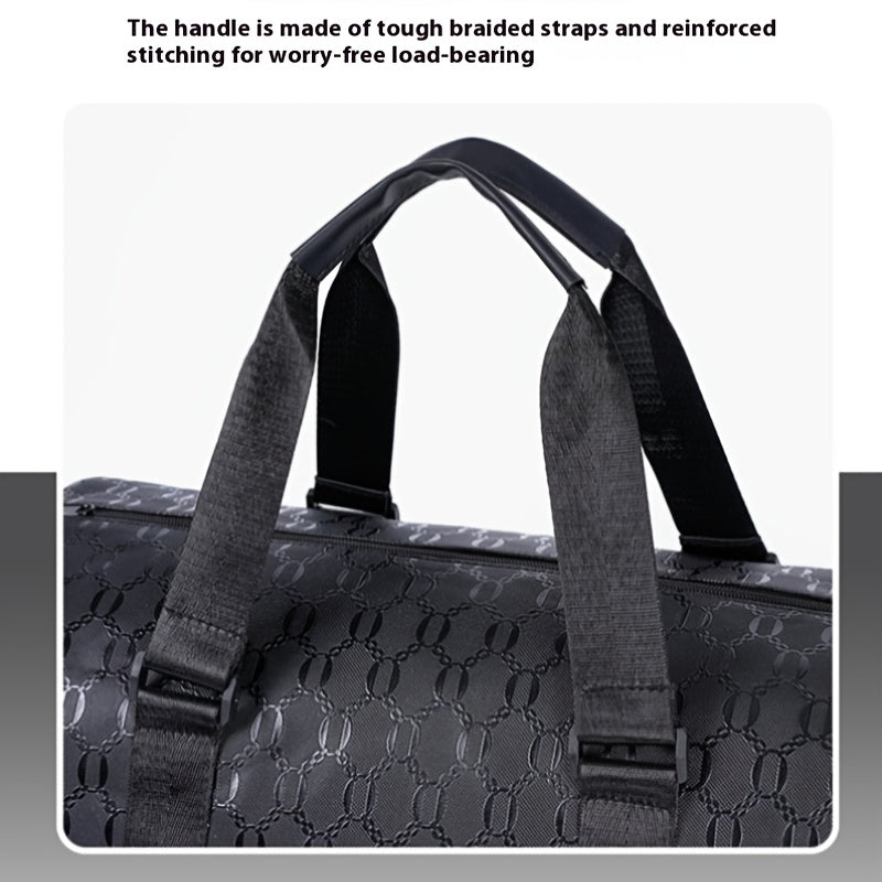 Unisex Hexagon Pattern Gym Duffel Bag - Large Capacity Fitness Travel Bag with Adjustable Shoulder Straps, Durable, Black for Yoga, Overnight Trips & Sports, Travel Luggage | Modern Fitness Bag | Sturdy Handles, Gym Accessori