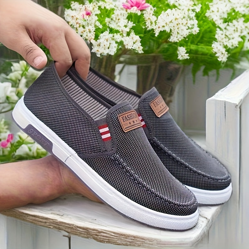 Men's Comfortable Slip-On Loafers - Soft Sole Casual Sneakers, Breathable Fabric Upper with Stitched Detailing, Lightweight & Stylish for Casual Attire, Stylish Loafers | Casual Comfort Wear | Rubber Sole Footwear