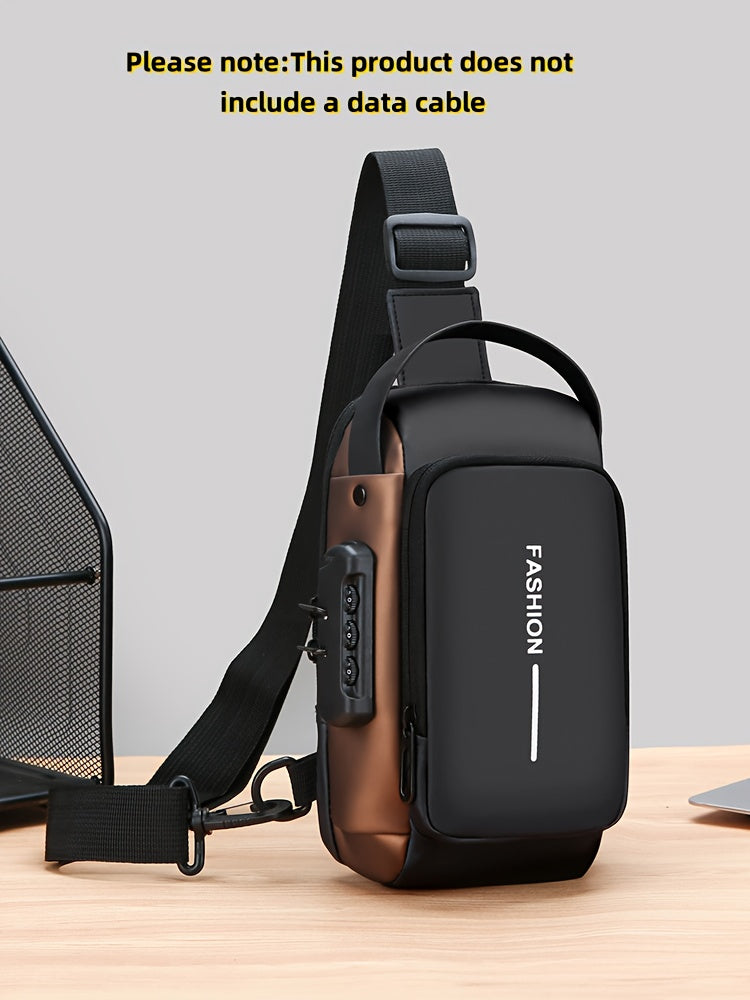 Men'S Crossbody Bag with Password Lock, Anti-Theft Chest Bag, Trendy Casual Sports Shoulder Bag, Large Capacity Crossbody Men'S Bag, Daily Commuting Shoulder Bag