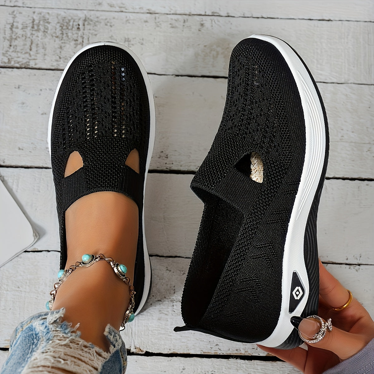 MZMQS Women's Breathable Mesh Slip-On Sneakers - Lightweight & Comfortable Walking Shoes with Rubber Sole and Fabric Insole - Versatile All-Season Footwear in Multiple Colors - Hand Washable, MZMQS