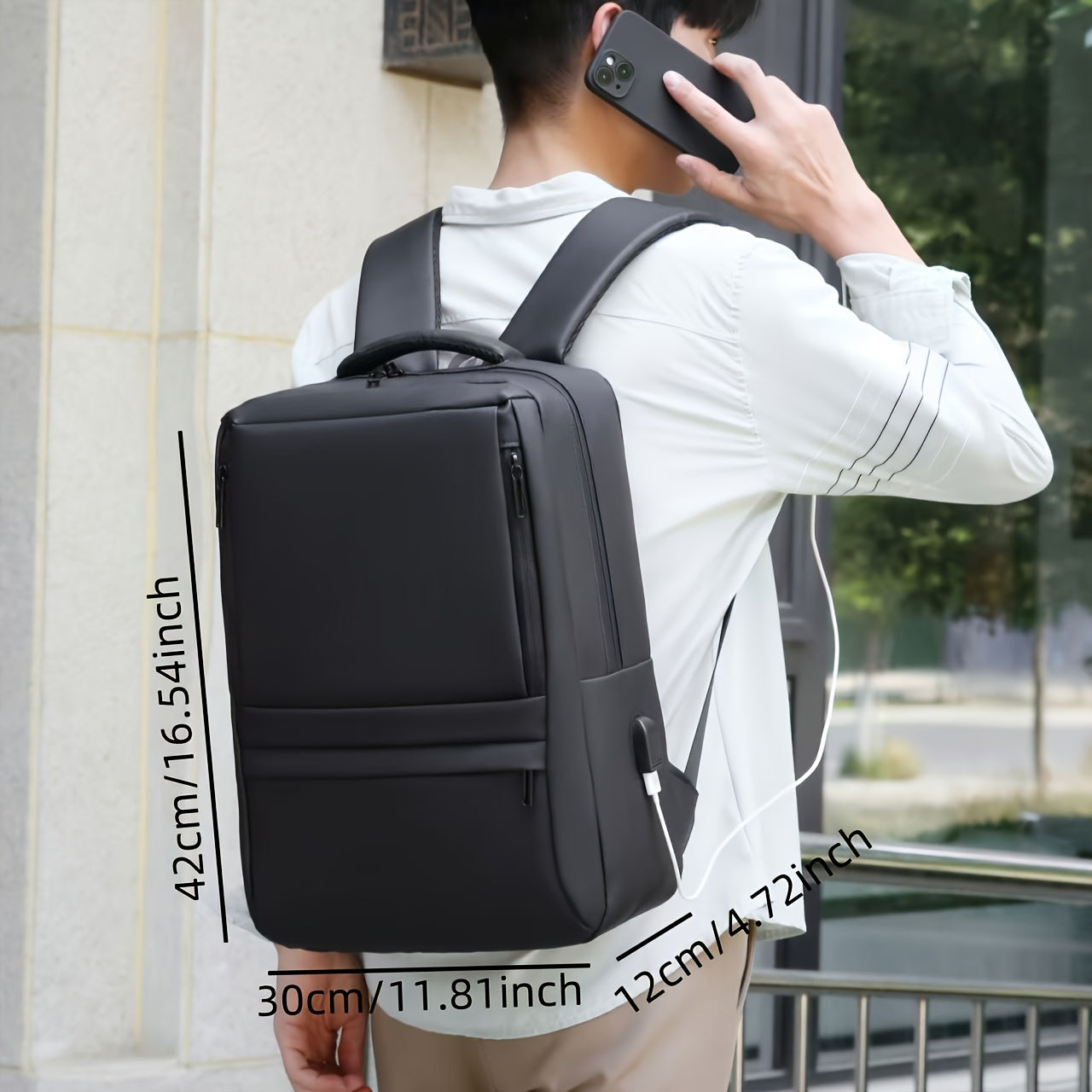 40.89cm Laptop Backpack - Durable Synthetic Leather High Quality Shockproof Multi-Compartment Sporty Design Convertible Shoulder & Top Handles for Commuting Travel School College