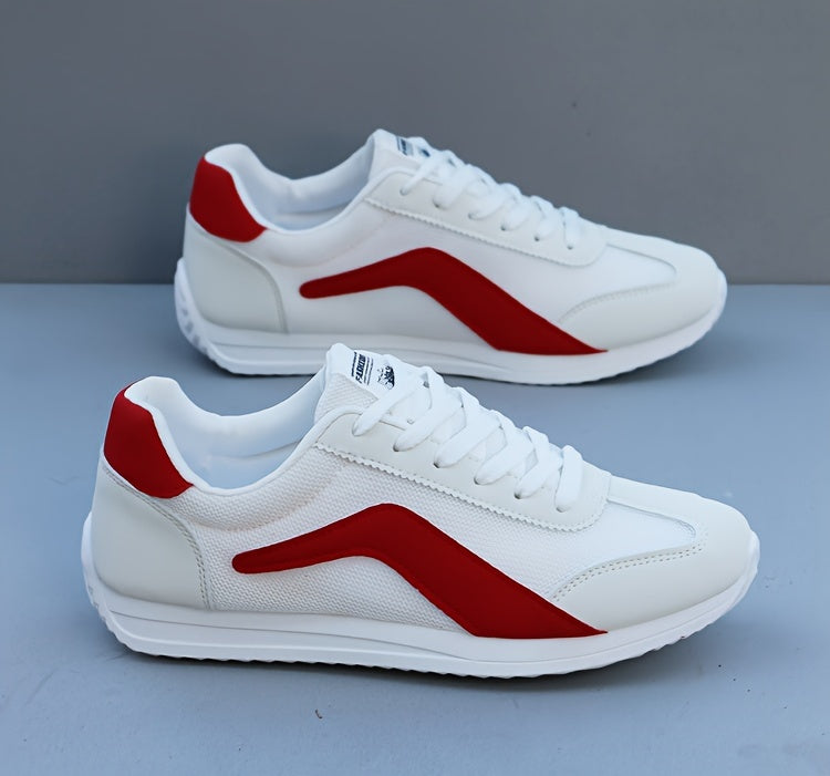 Fashion Sneakers Men'S Breathable Mesh Casual Sports Running Shoes - Striped Low Top Lace-Up Round Toe Comfort Footwear for All Seasons - PVC Sole, Fabric Insole, Everyday & Athletic Use