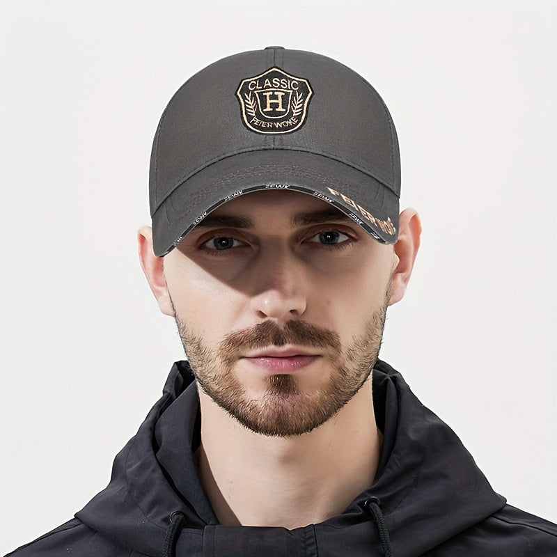 FEWK Unisex Baseball Cap | Breathable Polyester | Adjustable Fit | Embroidered Logo & Golden Badge | Stylish Streetwear for Spring/Autumn, Outdoor Headwear | Golden Badge Design | Durable Cap