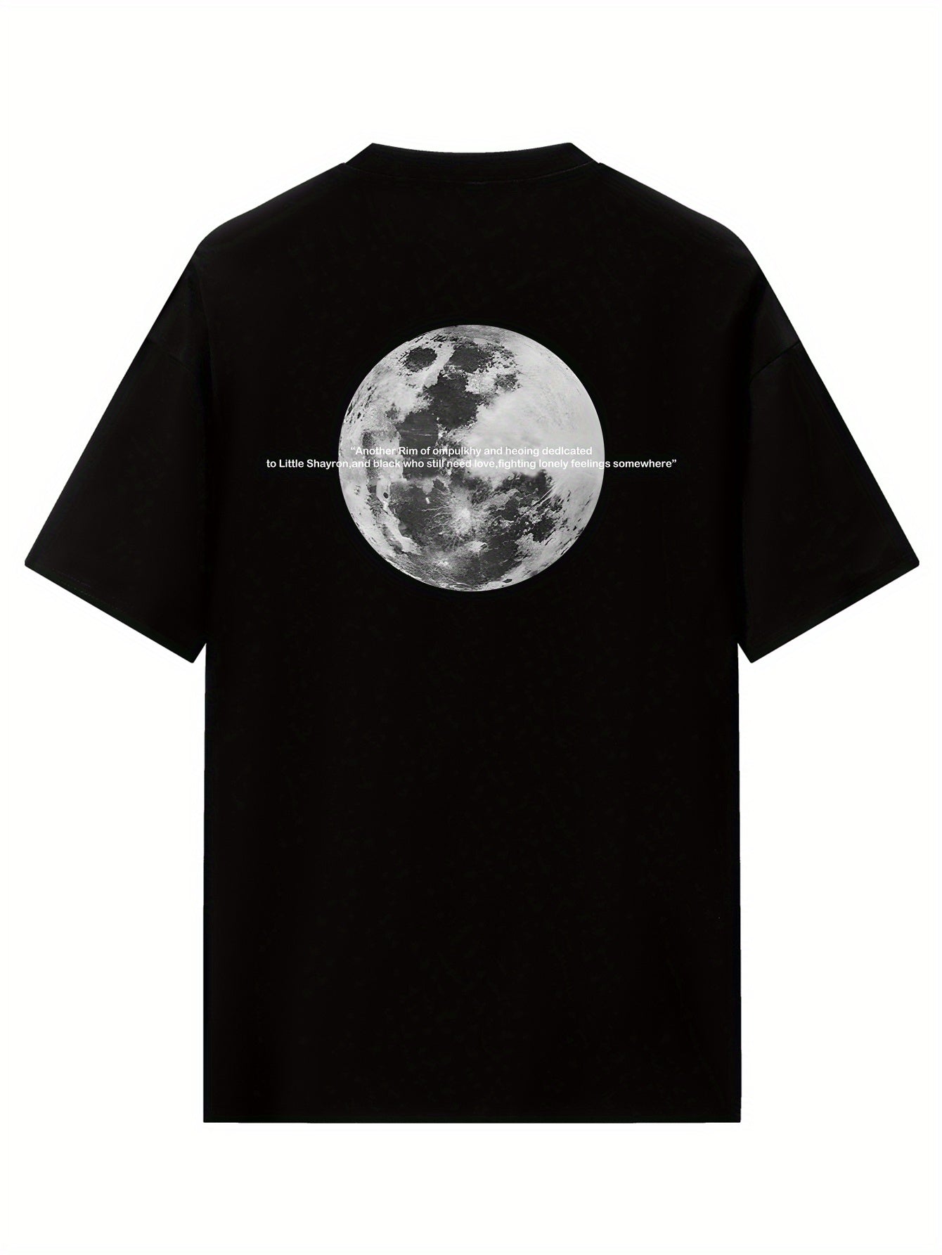 Vintage Style Women's T-Shirt, 100% Polyester Knit Fabric, Alphabet Moon Print, Loose Fit Short Sleeve Tee for Spring/Summer