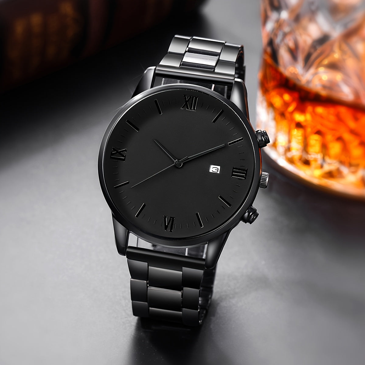 1pc Men'S Business Casual Quartz Watch - Stainless Steel Strap, Round Black Dial, Electronic Movement, Non-Rechargeable Button Battery, Ideal for Party, Holiday, or Birthday Gift