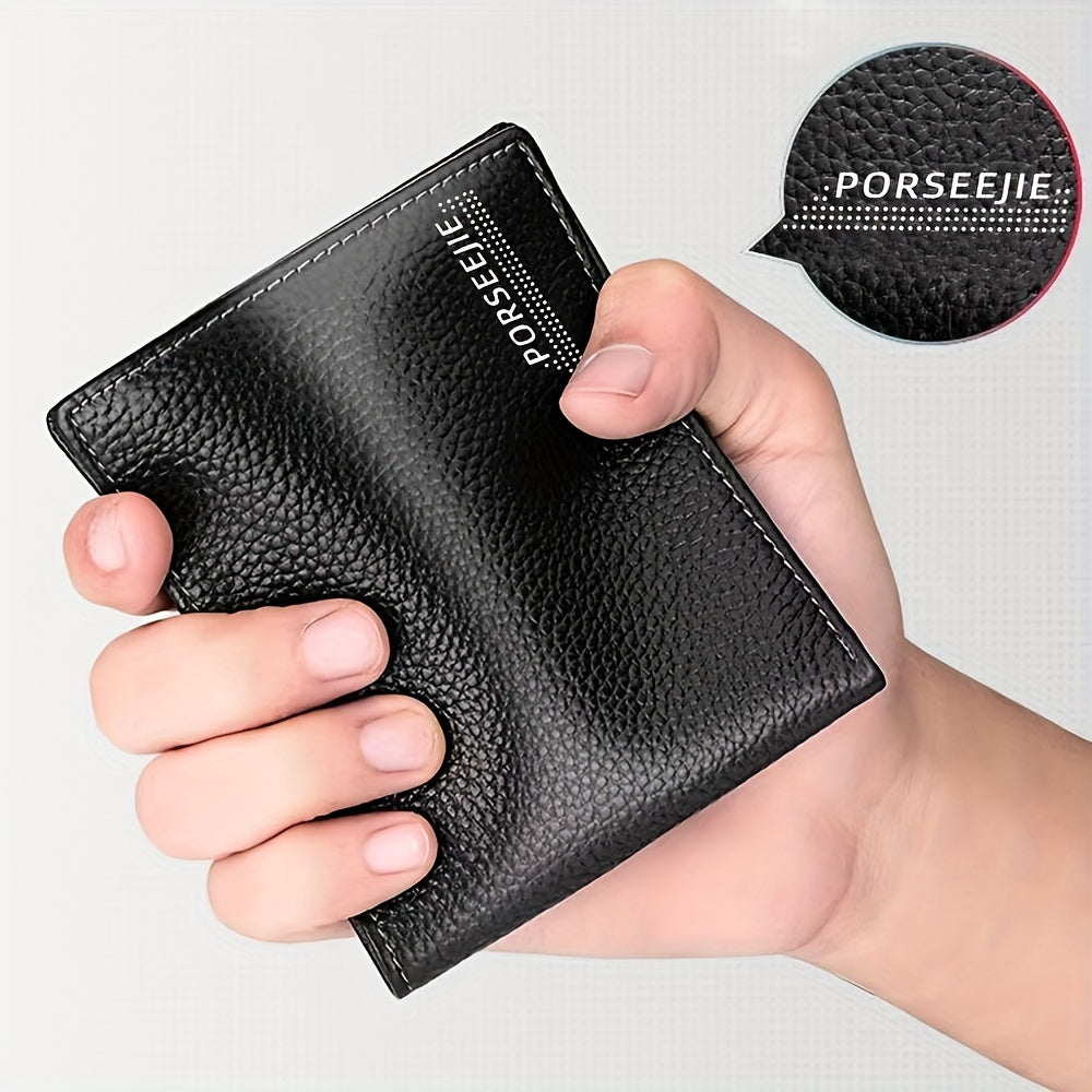 Men's PU Leather Wallet with Coin Pouch, Casual Style, Large Capacity, Ideal for Travel and Gifts - 1 Piece