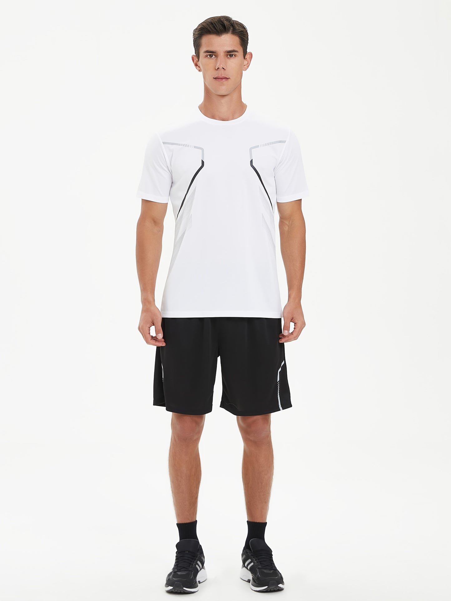 Men'S Lightweight Running Set - Breathable, Quick-Dry Athletic Wear with Zipper Pockets, Ideal for Outdoor Fitness & Training, Casual Sportswear|Casual Sportswear, Athletic Wear