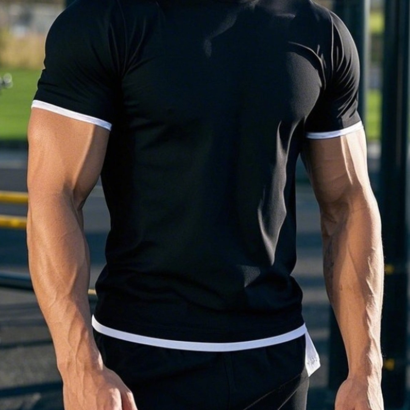 Twist Cool One-Piece Fake Two-Piece Short Sleeve T-Shirt Spring Summer Trendy Streetwear Men's Top
