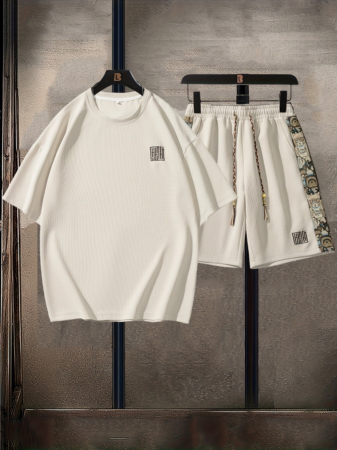 Men's Summer Casual Fashion Set: Embroidered Loose-Fit T-Shirt & Shorts - Breathable Polyester Blend, Non-Stretch Fabric, Pineapple, Sports Set