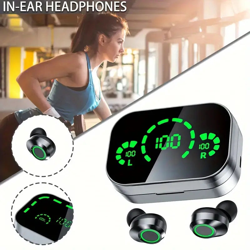 Hi-Fi Sound Wireless Earbuds with LED Charging Case, Touch Control, Noise-Canceling In-Ear Headphones, Wireless Connectivity, Quick Charge Compatible, Voice Call Noise Reduction, and Battery Indicator - Ideal for Gaming & Spo