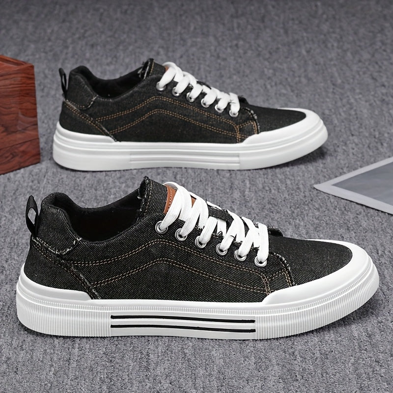 Men's Casual Sneakers - Lightweight Breathable Canvas & PVC Sole, Low-Top Lace-Up Round Toe Design for Outdoor Hiking, Streetwear & Daily Wear - All-Season Versatile Comfortable Shoes, Versatile Sneakers | Lowtop Sneakers | D