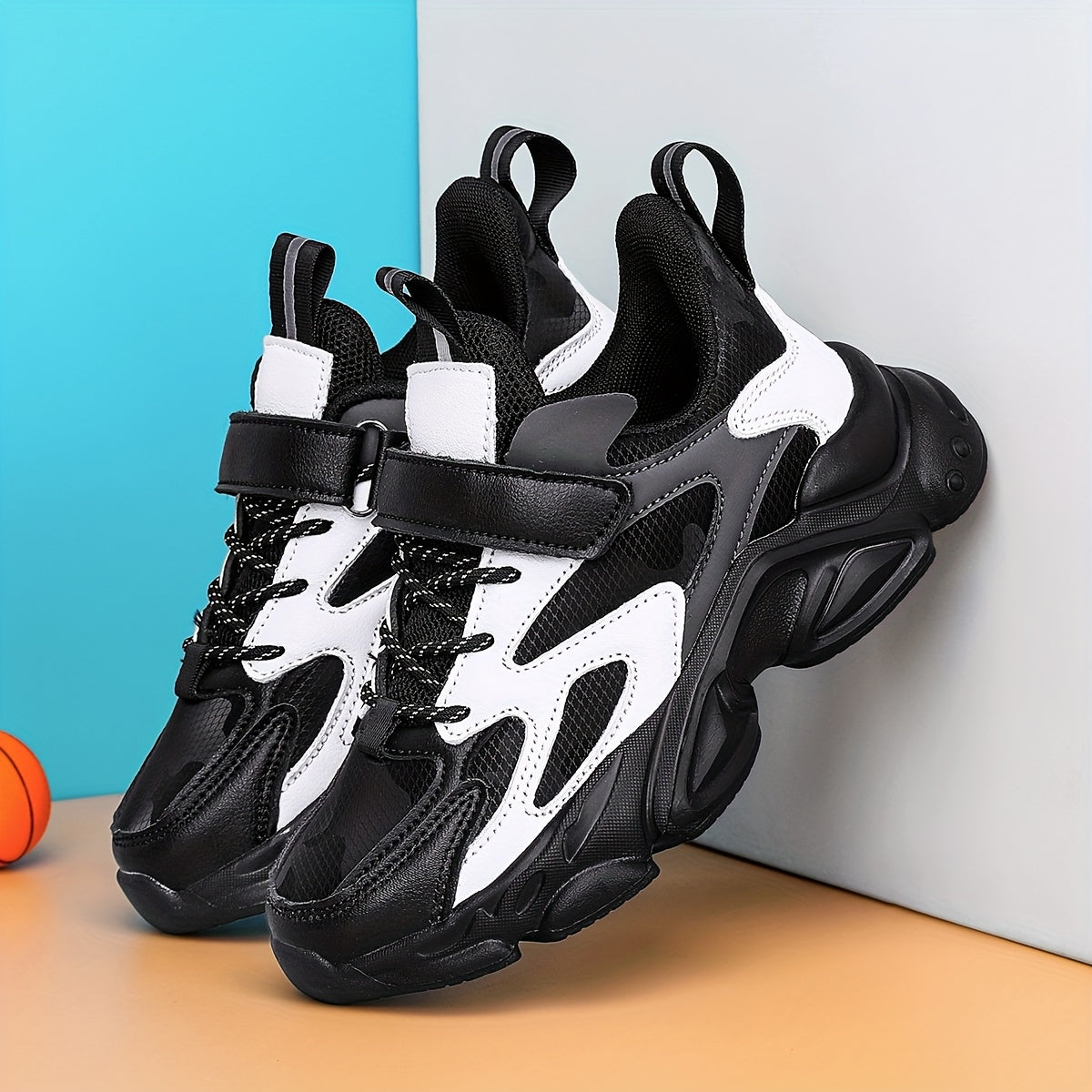 SQ8211 Boys' Casual Sneakers with Closure, Lightweight EVA Sole & Breathable PU Upper - Black/White Striped Low-Top Design for Spring/Fall/Winter, Durable Comfortable Shoes for Active Play & Casual Attire, Kids Sporty Footwea