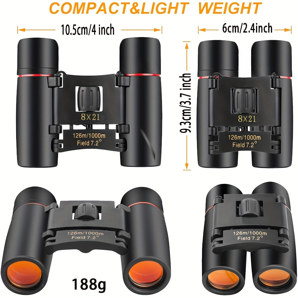 Mini Binoculars 8x21 HD Compact Folding Telescope for Birdwatching, Travelling, Hiking, Sightseeing, Outdoor, Adults Gift for Thanksgiving day, Christmas. Xmas, Halloween