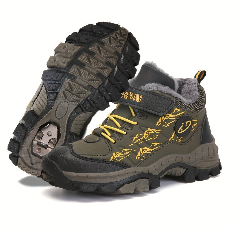Teen Comfort Plush Lined Hiking Shoes are warm, durable, and comfortable for boys and girls, perfect for fall/winter outdoor adventures, warm and comfortable