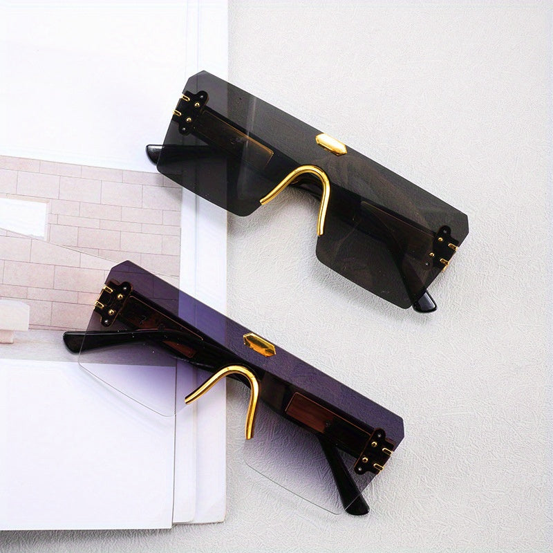 Fashionable Decorative Glasses for Men and Women, High-End Wearing and Matching Eyewear, Frameless Cut Edge Design, Polycarbonate Material, Fashion Glasses