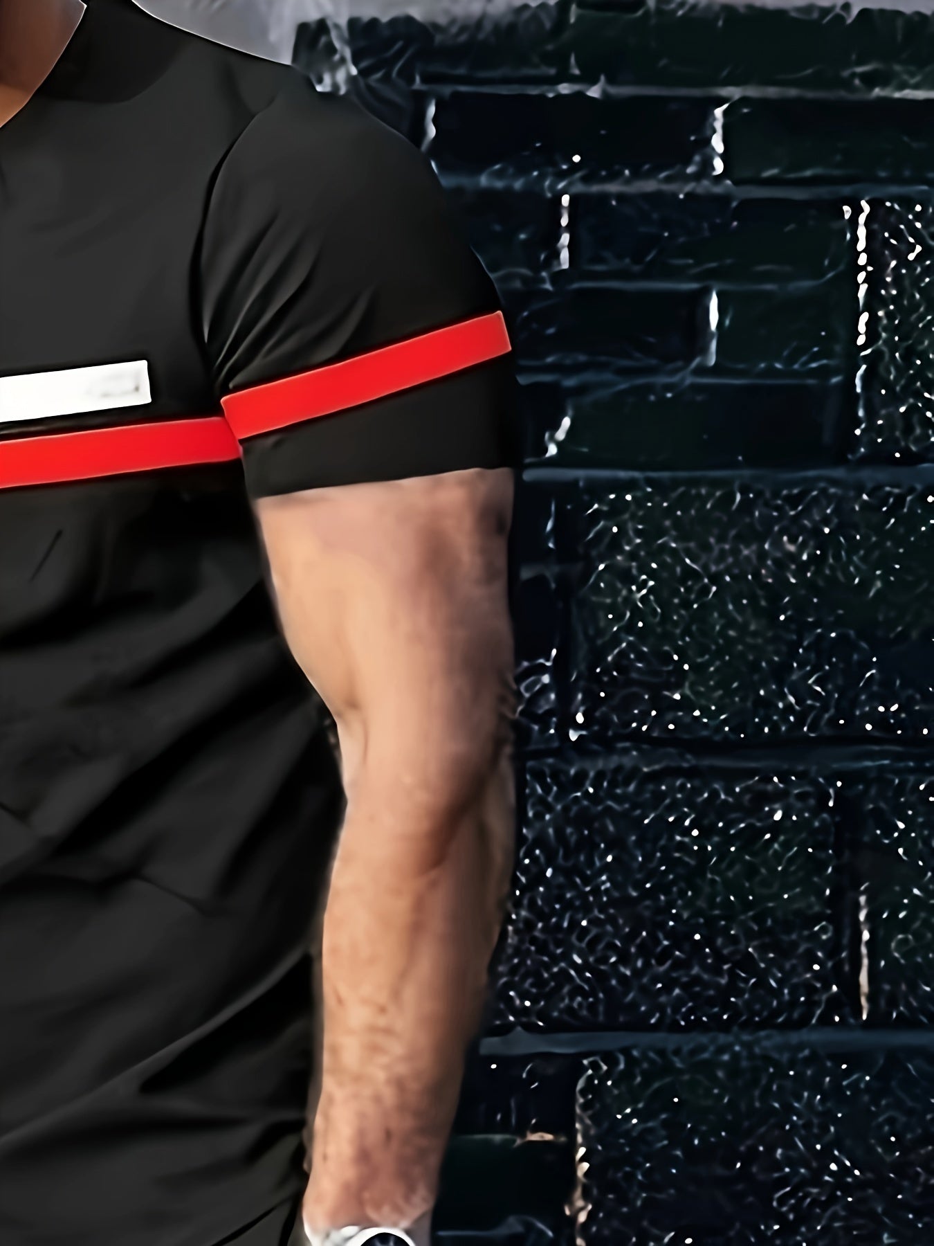 Men's Summer Athletic Short Sleeve Tops & Long Pants Set - Striped Polyester Blend Streetwear Outfit
