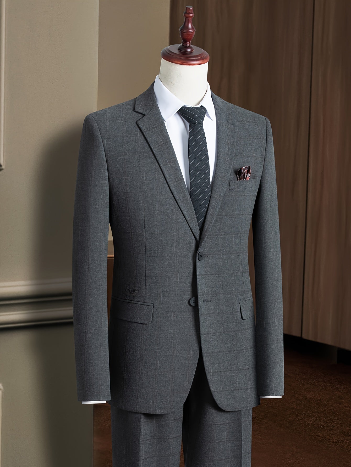 KAISER Men's Classic Plaid Suit Set - Comfortable & Versatile, Includes Jacket and Pants for Spring/Fall Business Wear