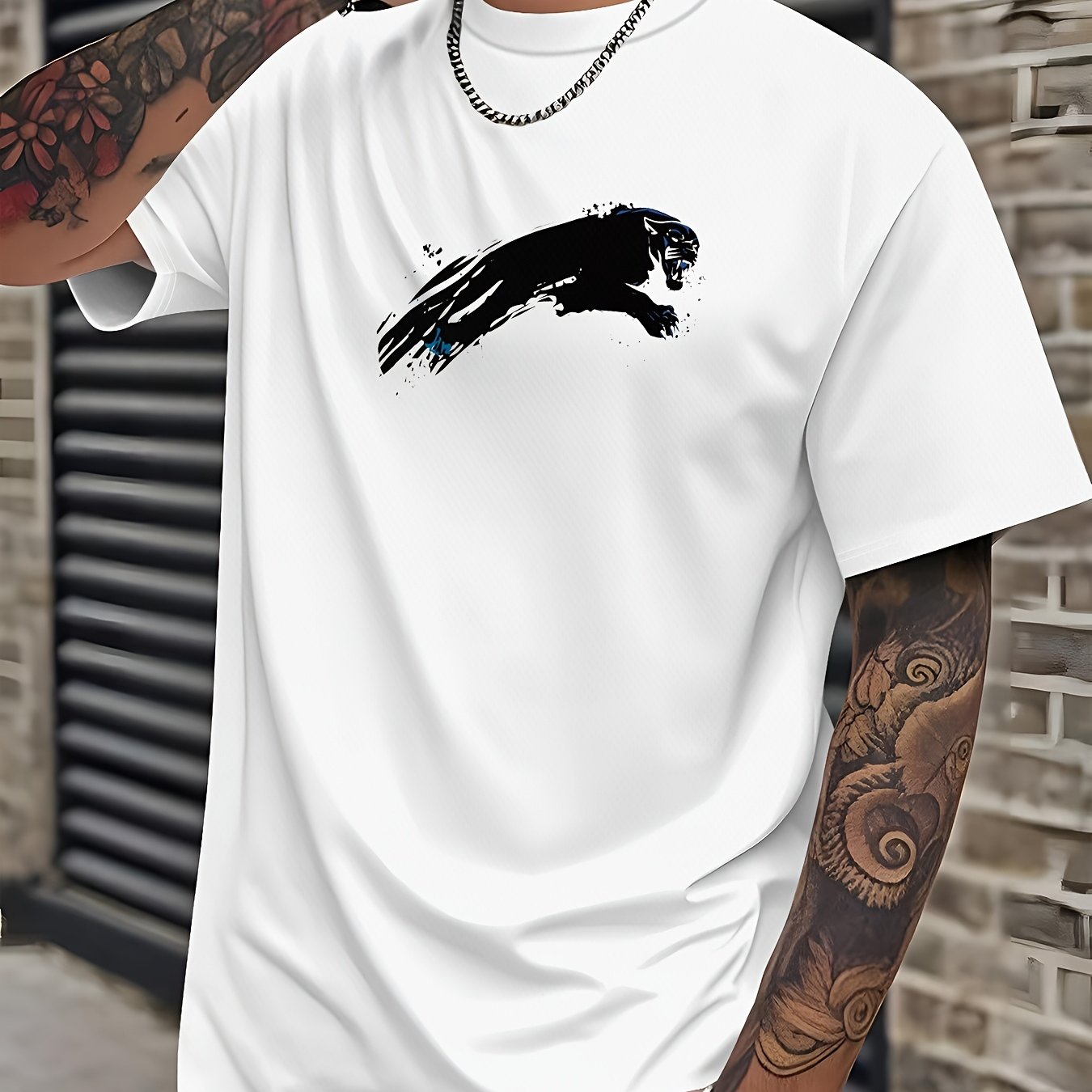 Men'S Bold Black Graphic T-Shirt - Lightweight Everyday Casual Tee for Sports & Formal Events - Breathable Round Neck Shirt - Easy-Care Everyday Essential Top, Sports Friendly Apparel, Modern Casualwear, Comfortable Fit, Stre