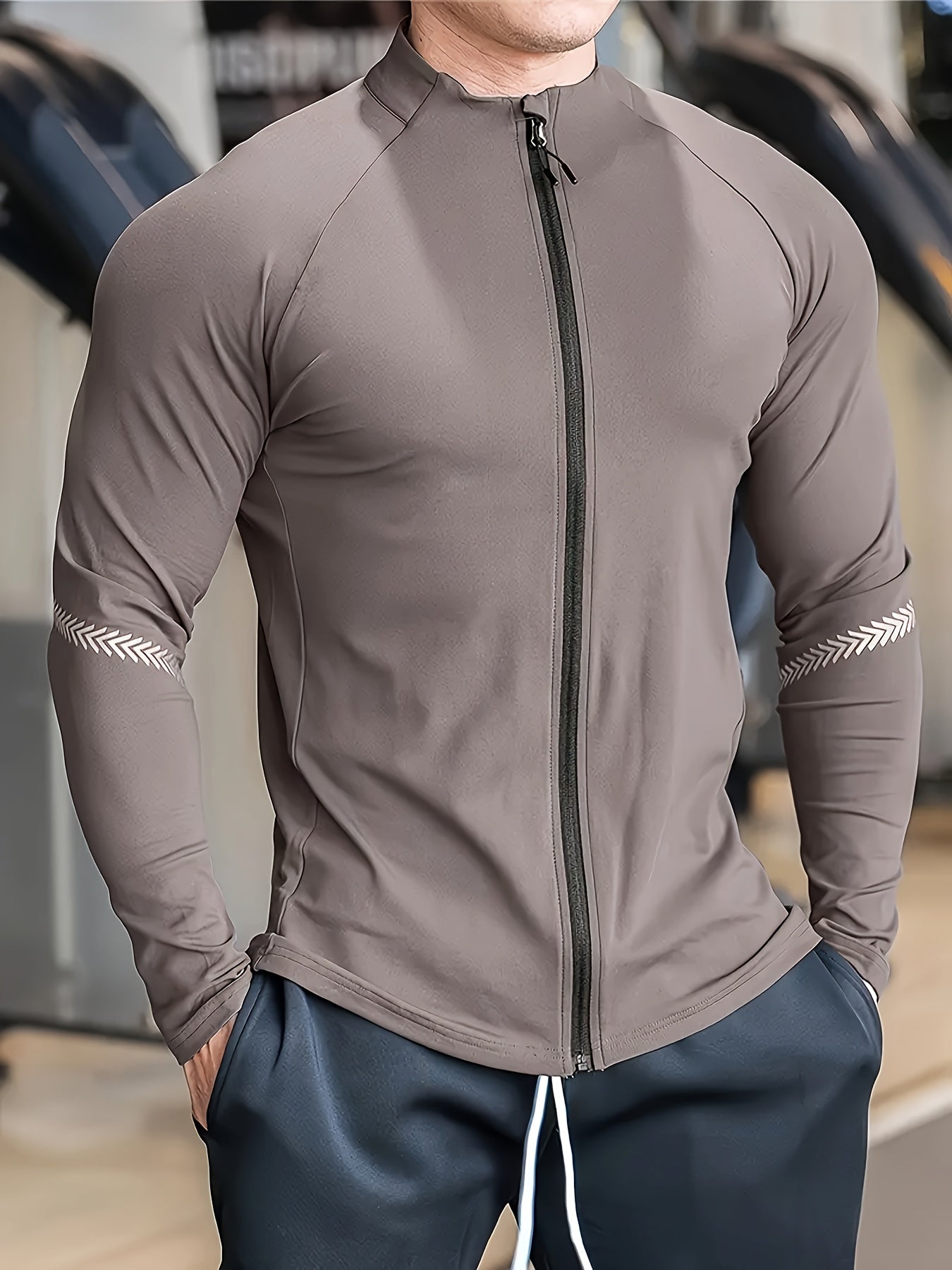 Men'S Ultra-Breathable UV Protection Long Sleeve Zip Neck Jacket, Quick-Dry Lightweight, for Intense Basketball, Cycling, Hiking & All-Outdoor Adventures