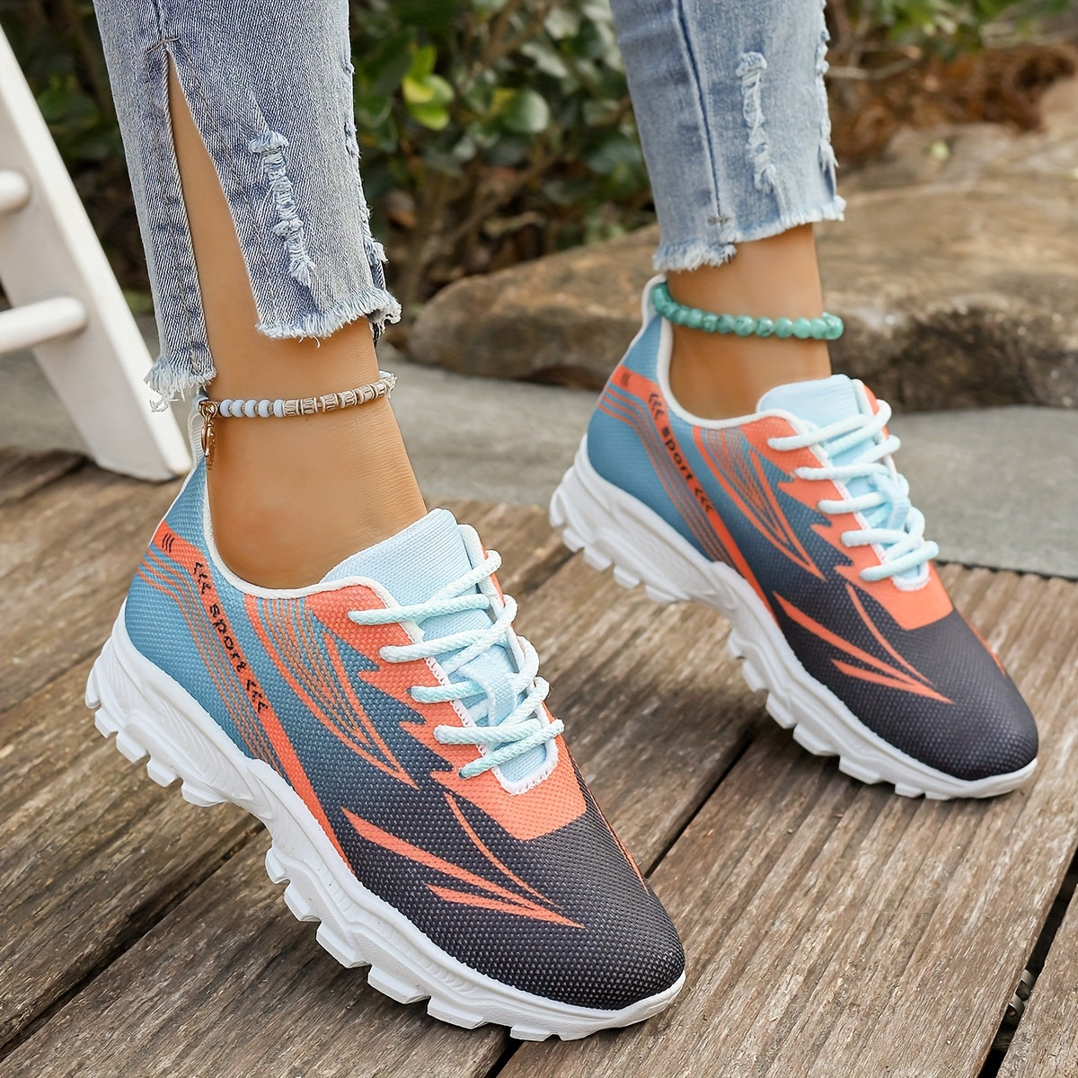 Women'S Breathable Lightweight Walking Shoes - Neon Green & Black Striped Design, Lace-Up Sneakers with EVA Cushioned Sole for All-Season Comfort, Casual Outdoor Footwear, Ladies Sneakers, Modern Striped Design, Synthetic Fau