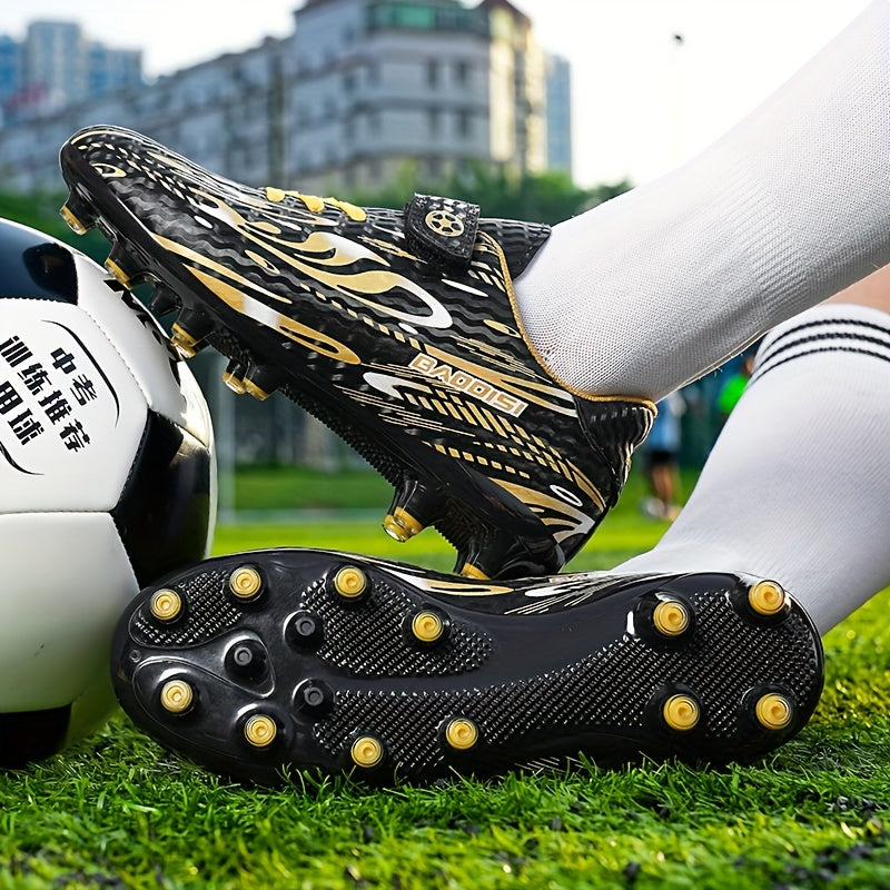 Boys' and Girls' Black and Blue Soccer Cleats with "BAGGIES" Logo - Lightweight, Breathable, Round Toe, Easy Closure, Rubber Base for Outdoor Football, Soccer Boots|Stylish Soccer Shoes|Easy Closure