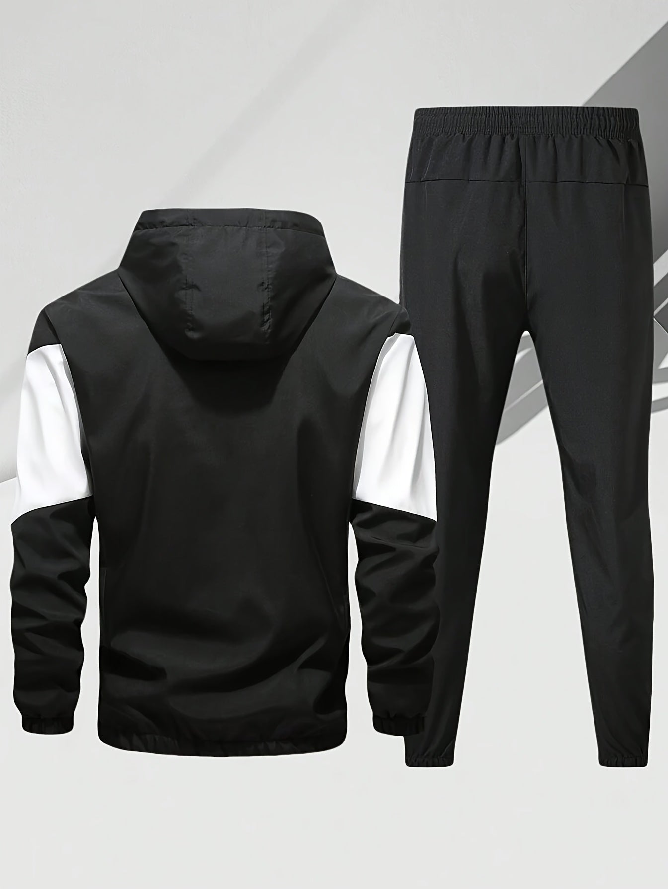 Men'S Casual 2pcs Sports Suit Unisex Couple All-Season Spring/Autumn Color Block Tracksuit with Hooded Cardigan, Zippered Jacket, Long Sleeve Coat, Joggers, Gym, Running, Outdoor Outfit, Elastic Pants, Hoodie, Top, Pants, Two
