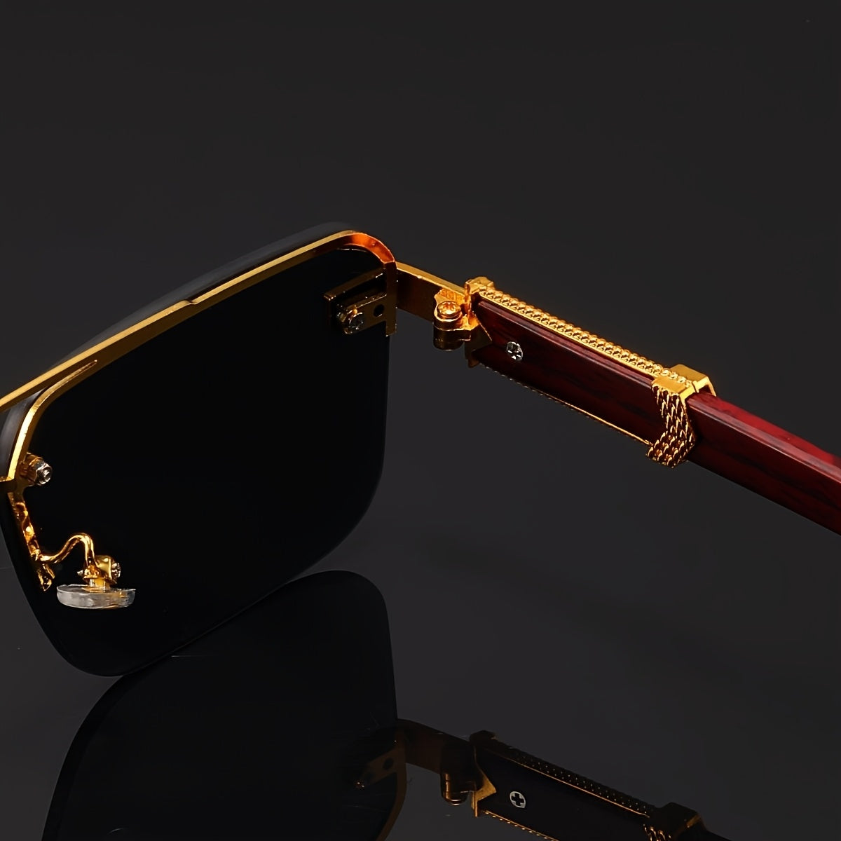 Luxury Frameless Fashion Glasses for Men and Women, Imitation Wood Grain Temple Tips, Perfect Choice, Versatile Comfortable, Popular Selection