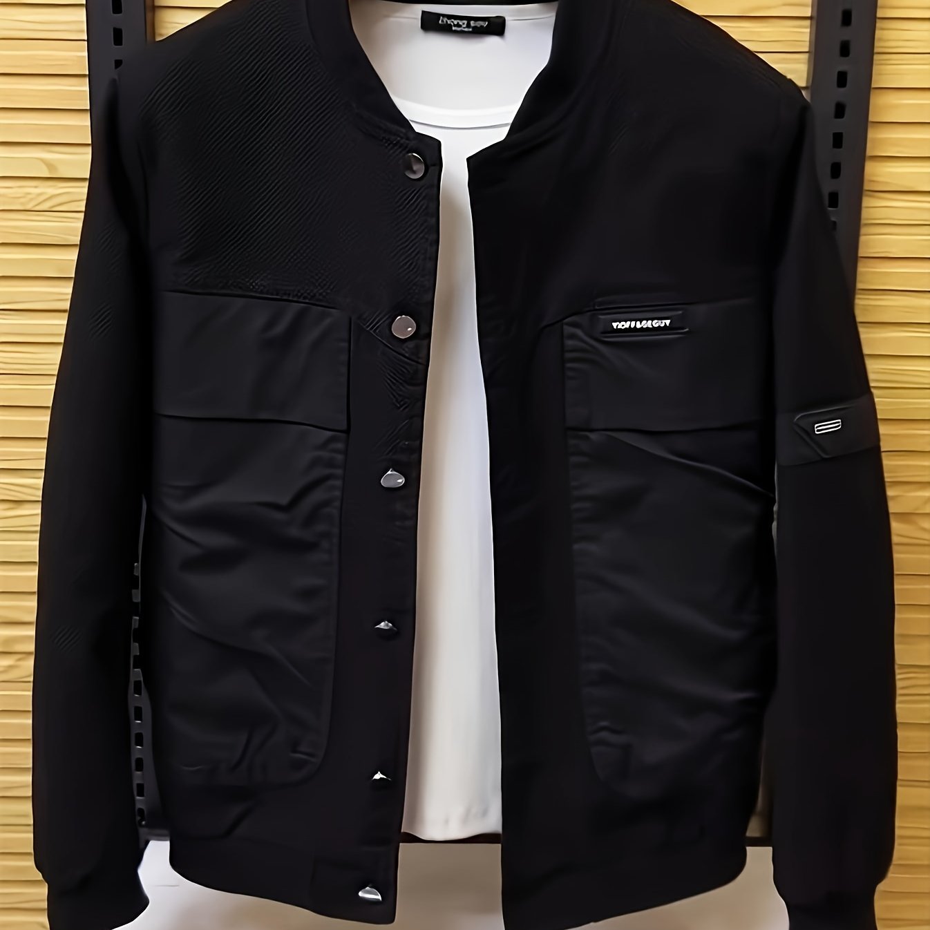 Men's Casual Sports Windbreaker Jacket, Outdoor Solid Color Design, Spring/Fall Fashionable Versatile Baseball Collar Jacket With Pockets