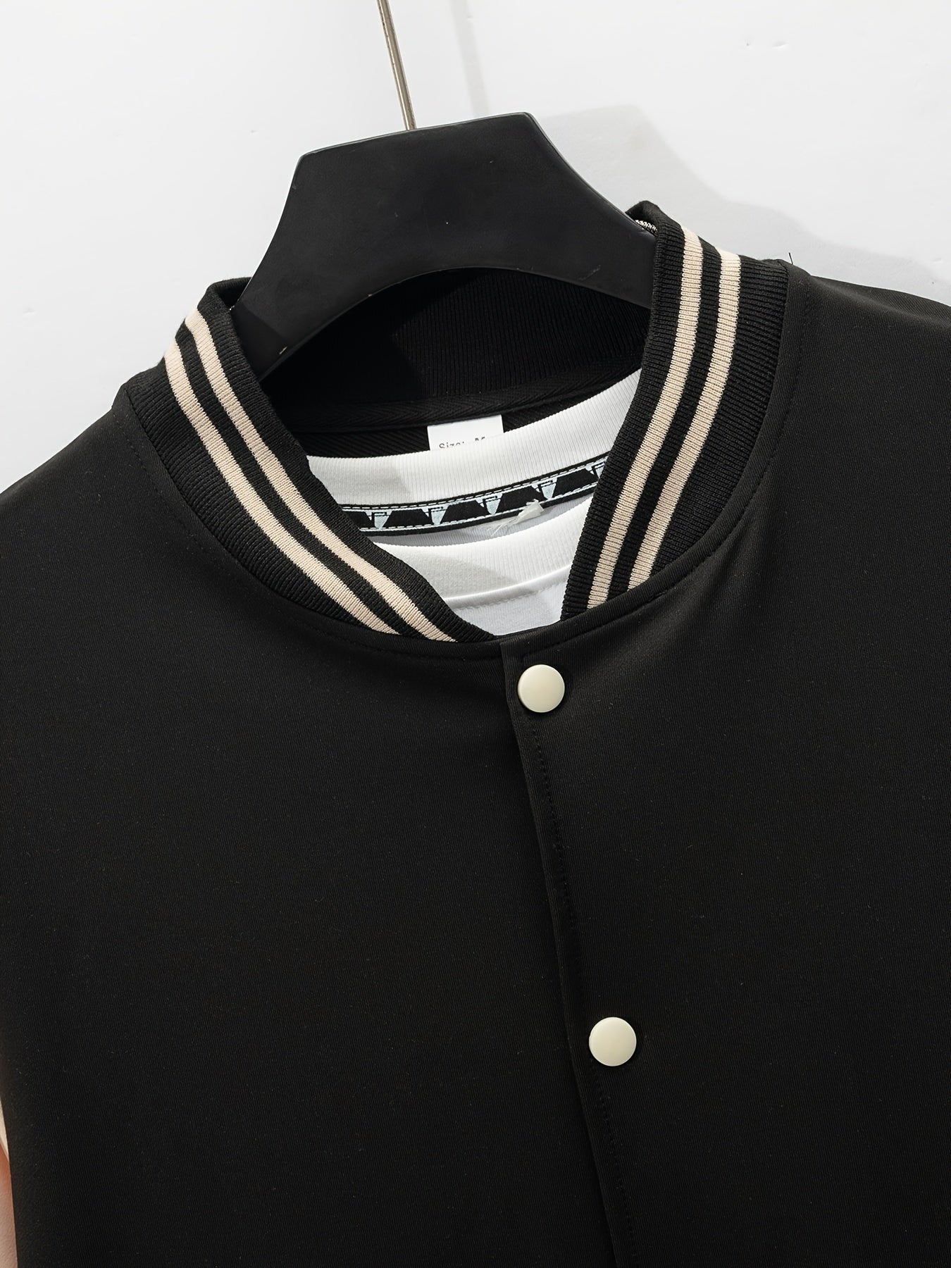 Men'S Casual Baseball Collar Jacket and Pants Set, Color Block Long Sleeve Sweatshirt and Sweatpants, Polyester Woven Suit with Button Detail, Spring/Fall Collection