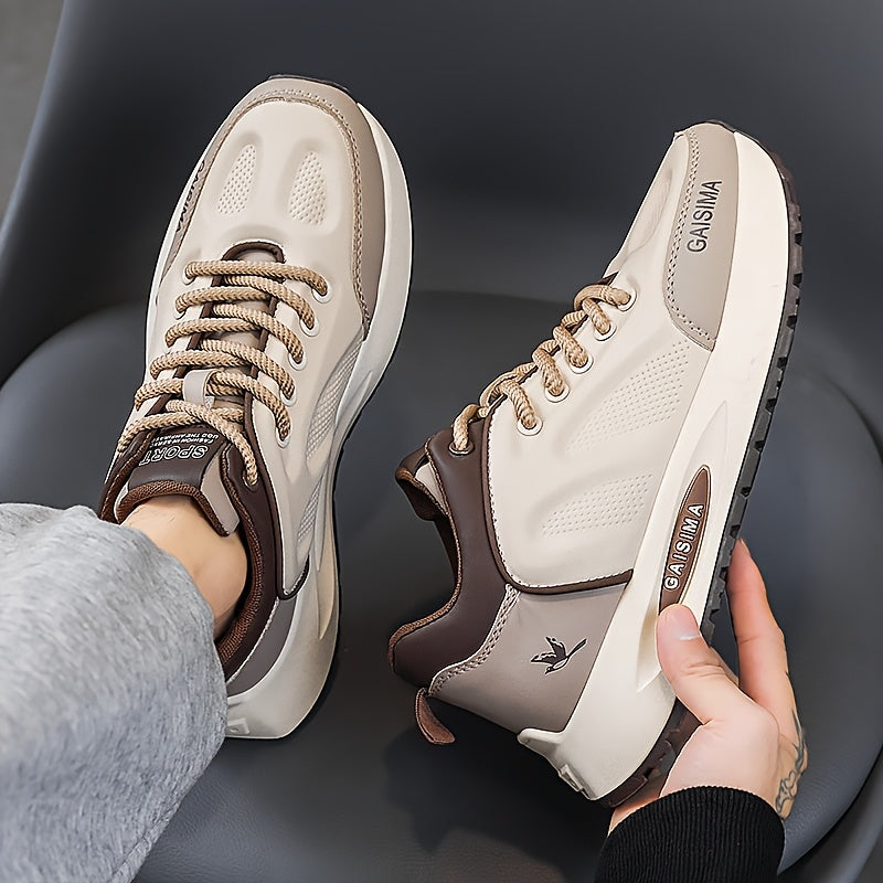 Men's Breathable Casual Sneakers - Trendy Dad Shoes with Thick Sole, Lace-Up, Mid-Top Design for Running & Fashion