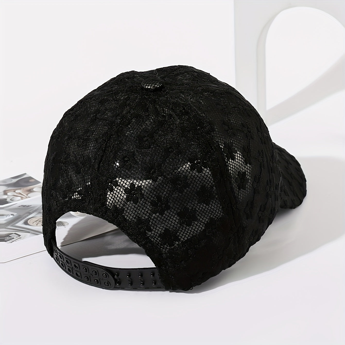 Women'S Summer White Lace Flower Baseball Cap - Breathable, Stretchy, Snap Closure, Stylish and Versatile, Hand Wash Only, Summer Cap|Stylish Headgear|Breathable Fabric